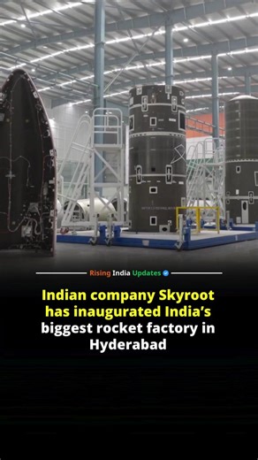 Rising India Updates on Instagram: "Skyroot Aerospace has inaugurated India’s biggest private rocket factory in Hyderabad, marking a major milestone for the country’s space sector. The new “Infinity Campus” is a state-of-the-art facility designed to handle everything from rocket design and development to integration and testing — all under one roof. Spread across nearly 200,000 square feet, the factory is built to produce up to one orbital-class rocket every month, making it the largest manufact