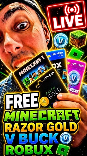 FREE ROBUX MINECRAFT V-BUCKS RAZOR GOLD CODE GIVEAWAY (Weekly)