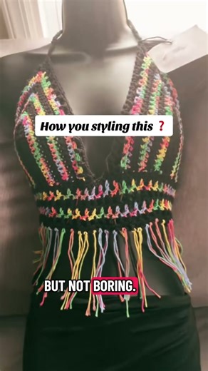 Midnight rainbow crochet crop top