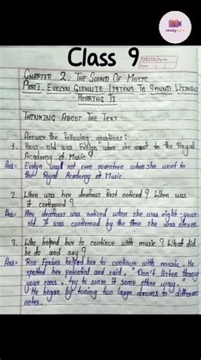 Class 9 English Chapter 2 Question Answers | The Sound of Music | Beehive Book | Short Video | #cbse