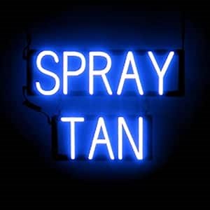 SpellBrite SPRAY TAN Sign | Beauty-Related Sign with Neon Look, Blue LED Light Source | 21.1" x 15.0"