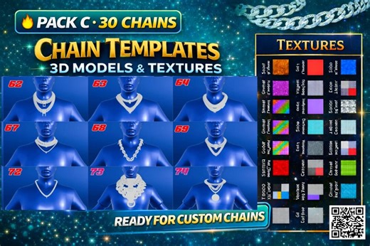 3D Chain Templates Pack | 30 Models, 50  Textures (fivem Custom Chains) - Etsy