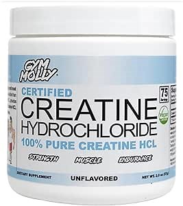 Gym Molly Creatine Hydrochloride Powder (HCL), Highly Soluble Creatine Hydrochloride, Vegan, Workout Supplement for Men and Women, Muscle Builder Creatine Supplement (Standard, Unflavored)