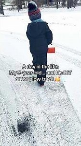 A day in the life: My 5-year-old… and his DIY snow plow truck 😂❄️