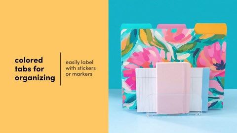 PAPERAGE 12 Pack Decorative File Folder, 3 Unique Designs, Heavyweight Paper, Letter Size (9.5 x 11.75) with 1/3 Cut Tabs (Minimalist Floral Set)