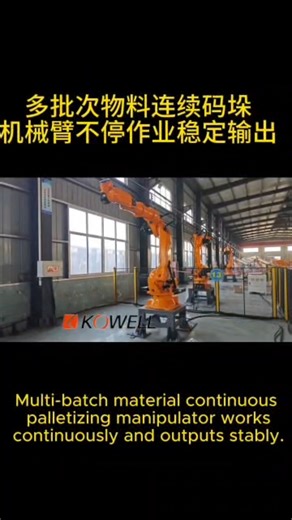 Multi-batch material continuous palletizing manipulator keeps working.#robot #palletizer