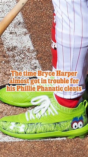 Major League Baseball wasn’t always on board with Bryce Harper’s Phanatic-themed cleats 😂 Check out the full interview at the link in our bio. 📝 and 🎥 @scott.lauber / Staff ✂️ by Vaughn Johnson / Staff 📸 by Drew Hallowell / Getty Images | Philly Sports