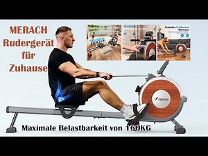 MERACH Rudergerät, Bluetooth, 16 Widerstandsstufen, 160 kg Belastbarkeit, klappbar