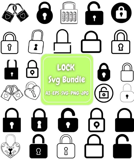 Lock SVG | Padlock SVG Cut File | Lock Silhouette | Heart Lock Design PNG Lock Svg New House Svg | House Key Svg | Lock Illustrations Vector - Etsy