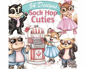 Sock Hop Animal Dance Party PNG Clipart, 1950s Animals in Poodle Skirts, Saddle Shoes, Records, Jukebox, Retro Dance Clip Art, Vintage Png - Etsy