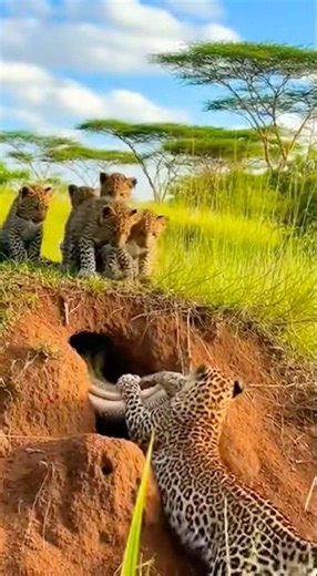 Leopard Pulls Snake Out of Its Hidden Hole 🐆🐍