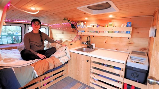 Canadian Couple builds a Campervan on a Budget ($5,000CAD) | Solar Power, Heat, Fridge, Water &More!