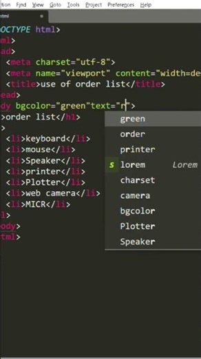 # how to create order list in html