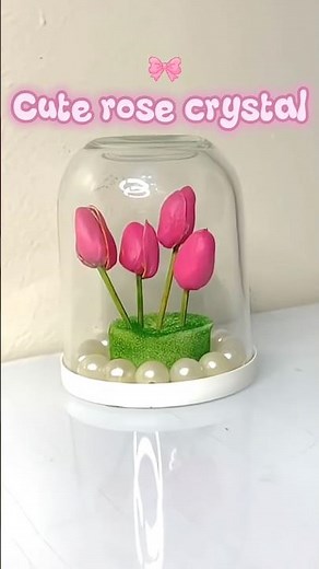 Cute rose crystal 🌸🎀 #diy #viral #flowers