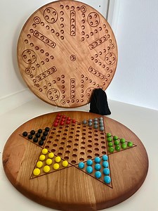 Reversible Wooden Game Board: Wahoo and Chinese Checkers, Maple, Cherry, or Walnut - Etsy