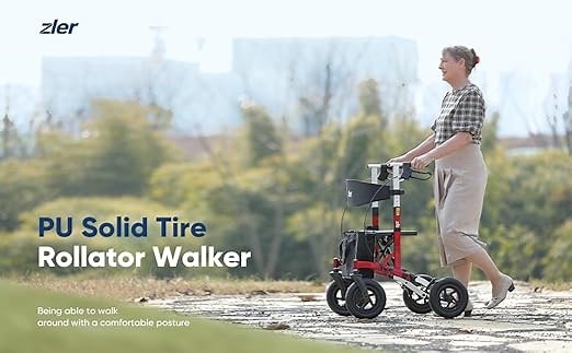 Zler Rollator Walker with PU Solid Wheels Installation