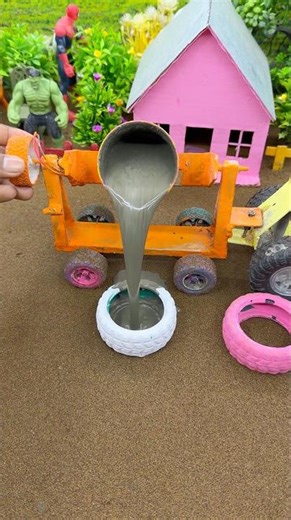 😱 Real Working Mini Tractor Making Cement Pillar | Amazing DIY Construction Machine 🚜 #shorts