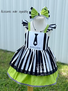 Beetlejuice Inspired Girl Dress – Toddler Halloween Costume, Black & White Striped Dress, Handmade Boutique Outfit for Girls - Etsy