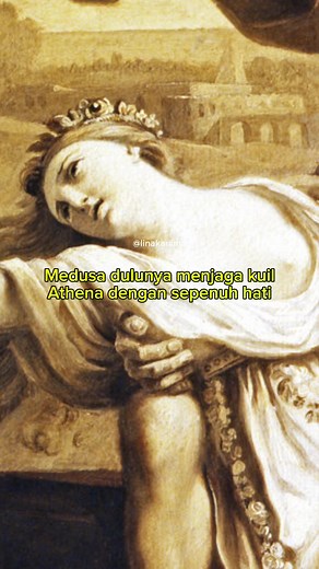 Medusa adalah salah satu tokoh paling terkenal dalam mitologi Yunani. Dalam karya awal seperti *Theogony* karya Hesiod, Medusa digambarkan sebagai monster Gorgon yang kemudian dibunuh oleh Perseus. Namun dalam versi yang lebih populer dari penyair Romawi Ovid di *Metamorphoses*, Medusa awalnya adalah perempuan cantik dan penjaga kuil Athena. Setelah mengalami kekerasan oleh Poseidon di dalam kuil, Athena mengutuknya dengan mengubah rambutnya menjadi ular dan memberinya tatapan yang dapat membatu