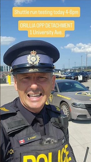 Shuttle run test at the Orillia OPP detachment - 1 University Ave. Monday Sept 16, 4-6pm.