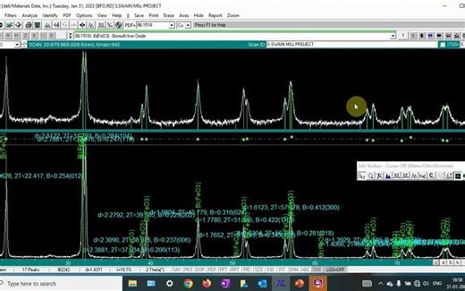 Lattice Parameter Calculation and Indexing (h k l) - MDI JADE