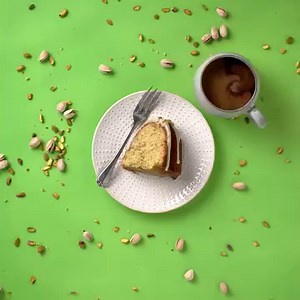 Daydream about spring days as you whip up this pretty pistachio bundt cake! Its nutty sweetness pairs perfectly with coffee…or serve it with a scoop of your favorite ice cream if you’re in an à la mode mood! Recipe in the comments. | Simple Truth