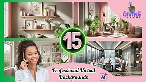Pink & Green Virtual Backgrounds: 15 HD Pngs   Blurred Bonus (digital Download) - Etsy