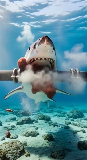 Shark biting a cable caught on camera unbelievable moment #sharks #wildlife #nature