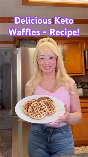 Crispy Keto Cinnamon Waffles made in the Dash Mini Waffle Maker !