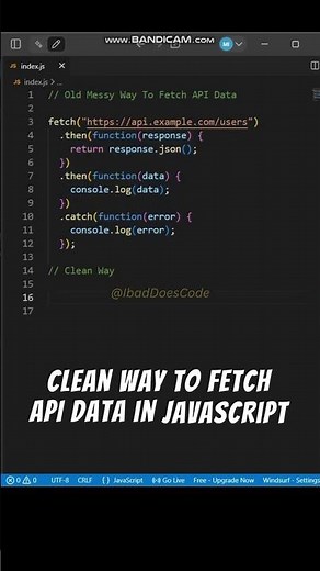 😍😍 How to Fetch API Data in JavaScript Under 15 Seconds? #javascript #fetch #api #coding #js