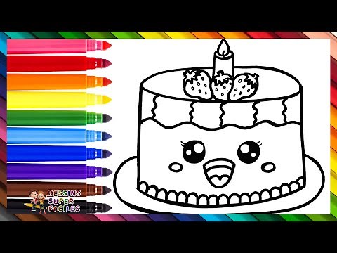 Dessiner et Colorier un Mignon Gâteau d'Anniversaire 🍓🍰🎂🌈 Dessins pour Enfants