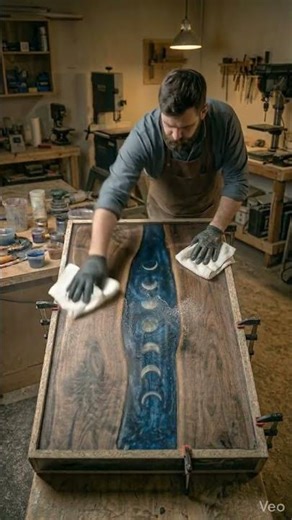 Making a Galaxy Moon Resin Table 🌌 #shortsviral #epoxyresin #galaxytable #moonphase