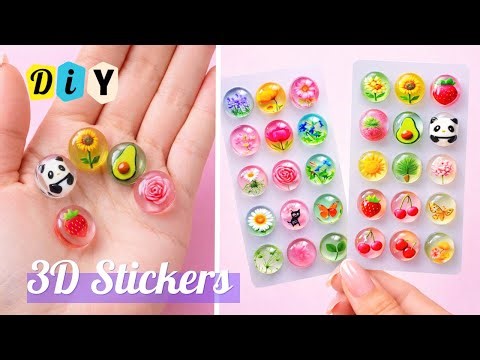🌷DIY Homemade 3D Stickers / How to make stickers at home /easy sticker making / kawaii stickers