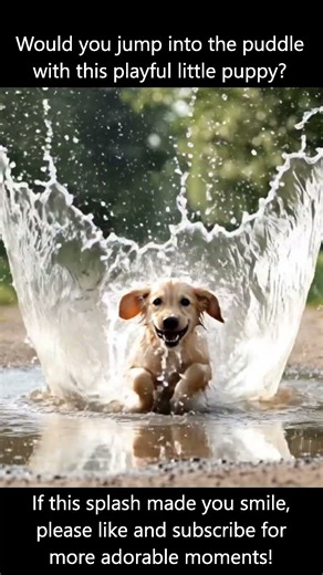 Cute Puppy Jumping Into a Clear Puddle | Adorable Splash Moment #shorts
