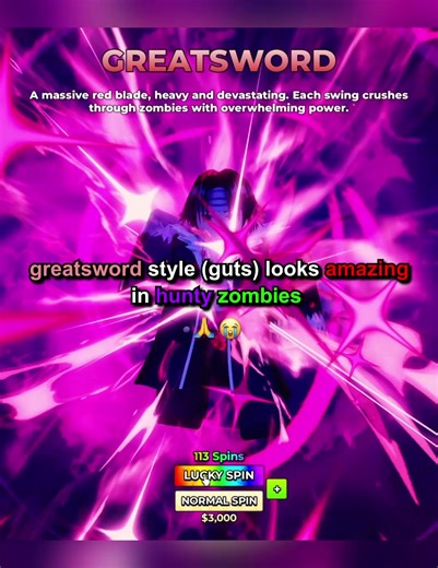 Guts' Greatsword Style in Hunty Zombies Gameplay