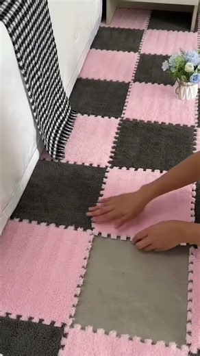 Easy and fast installation of square velvet carpet in bedroom #shorts