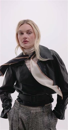 Colorblock Silk Bias Scarf Black 2