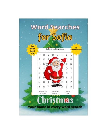 Over 50 Christmas Word Searches for Sofia |printable |xmas Fun |personalised - Etsy