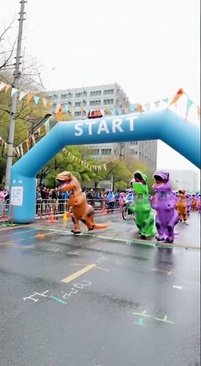 LIVE NOW: Hundreds of T-Rexes Racing Down the Street! #dinosaur #running #hilarious #fypシ