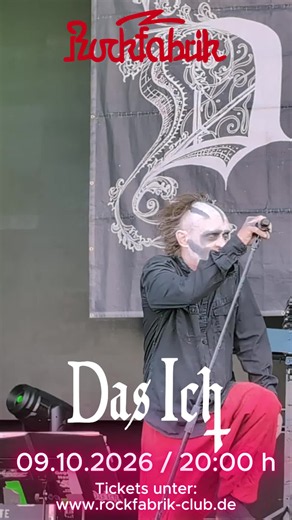 🖤 DAS ICH live in der Rockfabrik Übach-Palenberg! 🖤 Am 09.10.2026 kehrt eine der prägendsten Bands der deutschen Dark-Wave- und Gothic-Szene zurück auf unsere Bühne. 🔥 Support: Devil-M 🕖 Einlass: 19:00 Uhr 🕗 Beginn: 20:00 Uhr 🎟️ Tickets jetzt bei Eventim Sichert euch eure Tickets und erlebt einen unvergesslichen Abend voller düsterer Klangwelten! #DasIch #DarkWave #Gothic #EBM #DarkMusic #Rockfabrik #ÜbachPalenberg #LiveMusic #GothicScene #SupportLiveMusic #Concert #DarkCulture 🖤