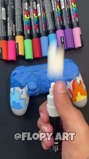 Custom PS4 Controller using Posca Markers! 🔥💧#shorts #custom #viral #fyp