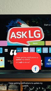 276K views · 361 reactions | "I keep getting notifications to update my webOS. Is it safe to do so?" #LGTV #TV #Television #homeandliving #homeappliances #techtok #tvreview #tech #tiktoktech #tvsetup #smartliving #smarthome #tvtok #tvtalk #homeimprovement #futurehome #aestheticsvibes #smarttech | LG Global | Facebook