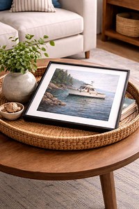 Serene Coastal Boat Wall Art | Nautical Landscape Printable | Boat Decor for Beach House | Ocean Painting Download | Coastal Art Print - Etsy