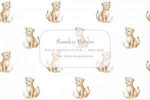 Leopard Baby Seamless Pattern PNG - Watercolor Jungle Animal Digital Paper - Safari Nursery Decor - Commercial Use - Etsy Australia