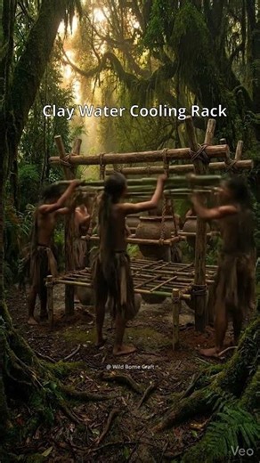 Ancient Tribal Water Cooling System 💧 Primitive Survival Craft | Bushcraft Build #Shorts