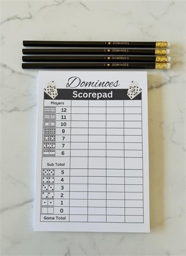 Dominoes Scorepad With Personalized Pencils | Family Game Night Domino Score Sheet Set - Etsy