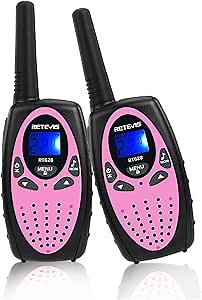 Retevis RT628 Walkie Talkies for Kids, Kids Toys for 6-12 Year Old Boy Girl, Long Range 2 Way Radio 22CH VOX,Toys Walkie Talkie for Birthday Gift, Outdoor Camping Family Trip(Black Pink 1 Pair)