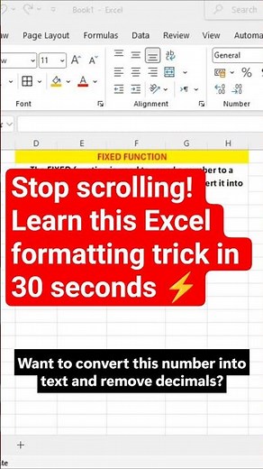 Excel FIXED Function Explained | Convert Numbers to Text Without Decimals #ExcelHacks #ExcelTips