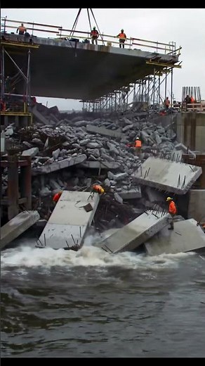 Watch what happens when they drop this bridge... 😱 #demolition