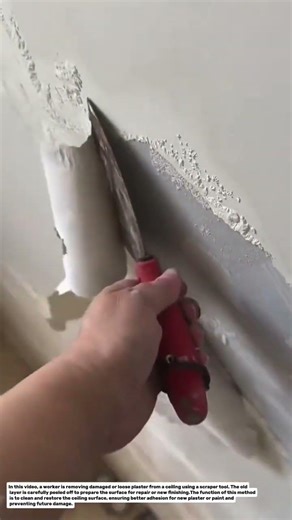 Satisfying Ceiling Repair! Removing Old Plaster with Scraper Tool.
